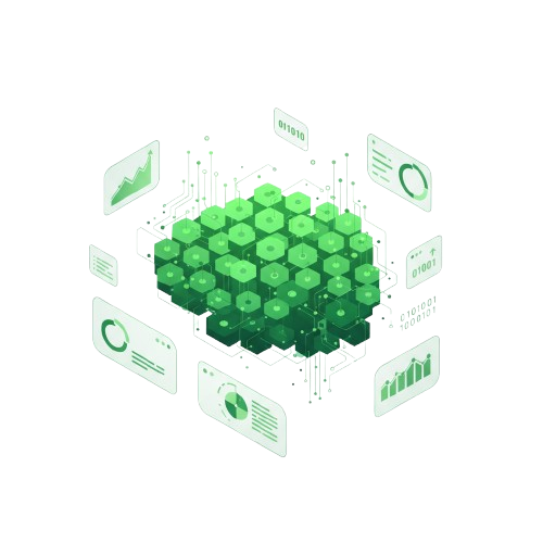 AI neural network processing data visualization