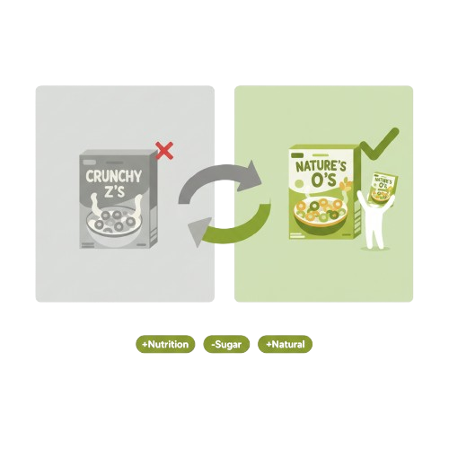 Comparison showing healthier product alternatives
