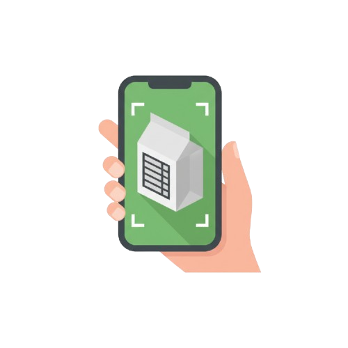 Hand holding smartphone capturing food label